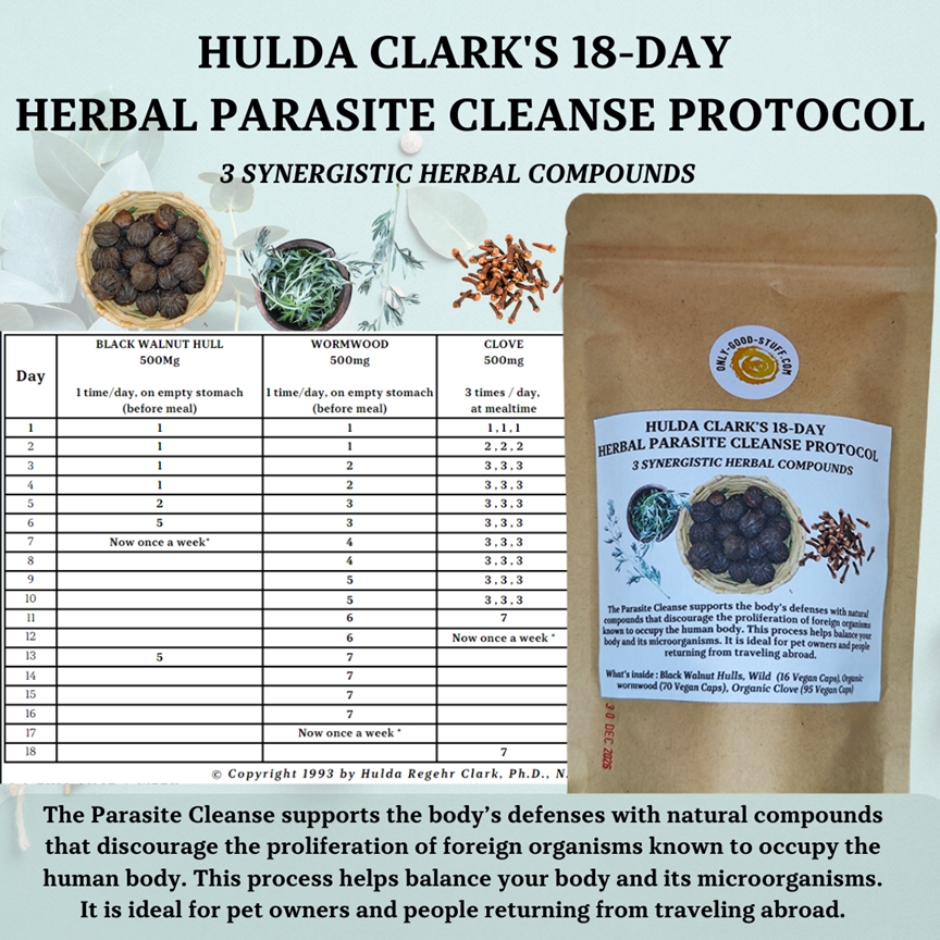 18-day Parasite Cleanse Protocol, 3 Synergistic Herbal Compounds